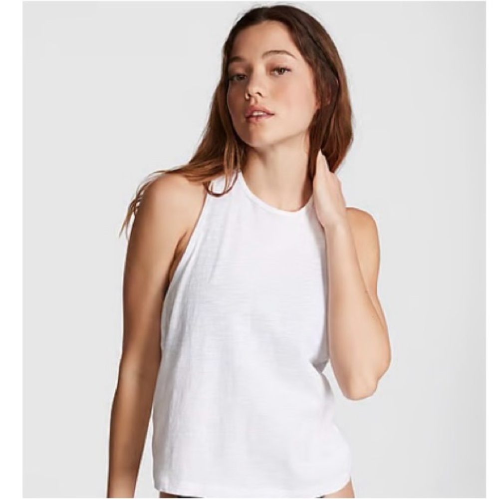 PINK 2- Black COTTON CROPPED RACERBACK TANK TOPS XL- ONLY BLACK AVAILABLE